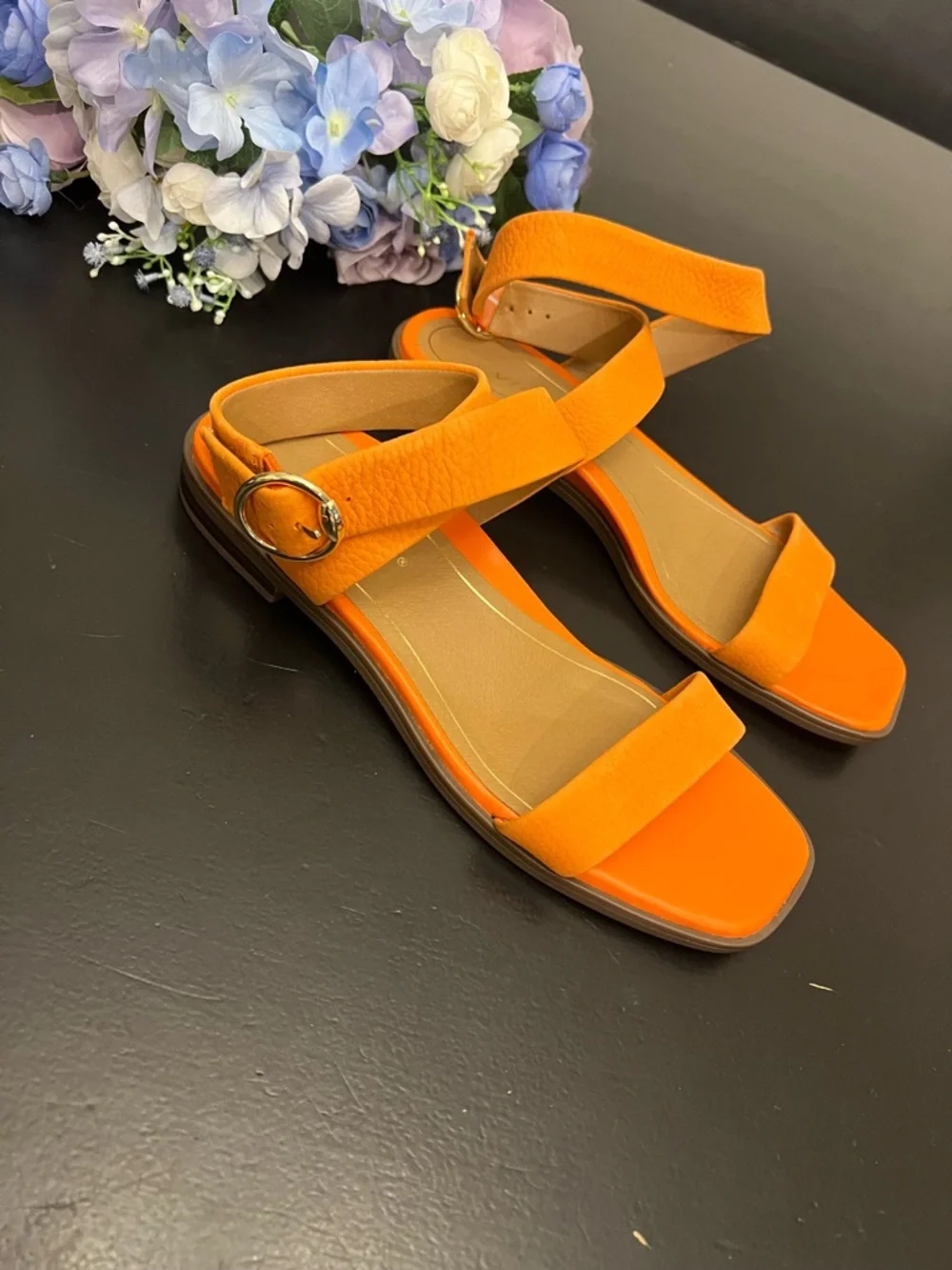 Vionic NWOB Anaya Strappy Ankle Leather Sandals Orange Marmalade Sz 7.5 Summer - Picture 2 of 13